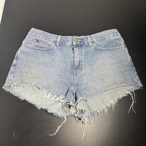 Tommy Hilfiger Women's Boyfriend Jean‎ Shorts Sz 10 Y2K Light Wash Distressed